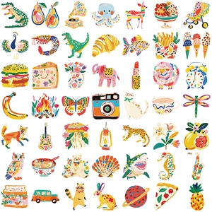 Lot de 50 autocollants de griffonnage colorés pour ordinateur et guitare avec dessins d'art
