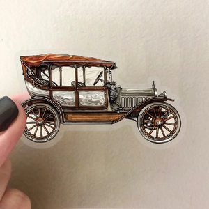 Adesivi per auto d'epoca vittoriane in PET trasparente impermeabile per diari