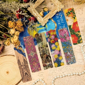 30Pcs Vintage Art Oil Painting Bookmarks Set Artistic Flower Architecture Design Cardstock Page Markers For Students Readers DIY Journaling Decoration
