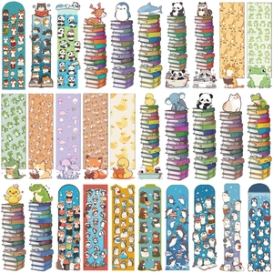 Set de 30 lindos marcapáginas de animales con ilustraciones de zorro panda y pingüino