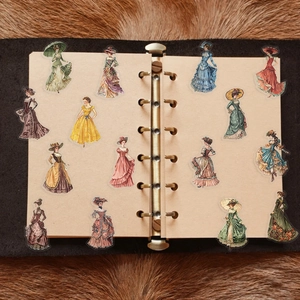 50-piece set of vintage European lady PET stickers for DIY scrapbooking and planners