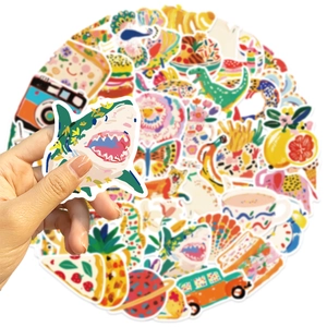 Lot de 50 autocollants de dessins animés colorés pour ordinateur et guitare, designs étanches