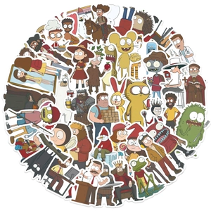 Detailed view of 50 pieces Solar Opposites style waterproof stickers for DIY decoration