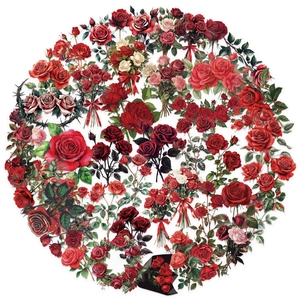 Pack of 50 transparent red rose stickers with waterproof PET material for journals