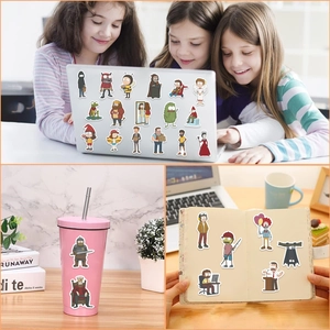 50pcs waterproof cartoon character stickers for laptop, water bottle and luggage decoration