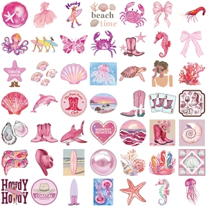 50pcs Pink Coastal Cowgirl stickers set for laptop, guitar and luggage DIY decoration