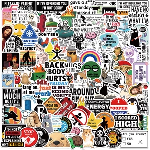 Collection of 100 funny waterproof prank meme stickers for laptop and guitar decoration