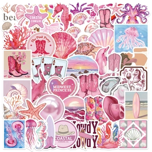 Pink Coastal Cowgirl Aesthetic Stickers Waterproof Vinyl Decorative Decals For Laptop Guitar Suitcase Journaling DIY Stickers