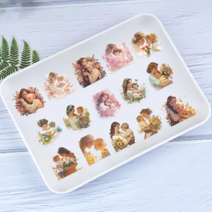 50pcs set of transparent Mother's Day floral stickers in waterproof PET for scrapbooking
