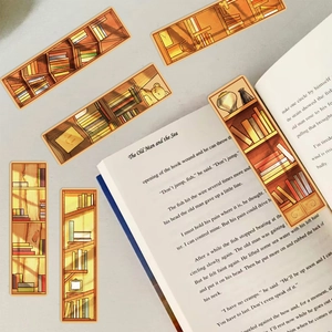 Creatieve cartoon boekenplank papieren bladwijzers set voor lezen en knutselen