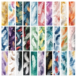 Set van 30 esthetische aquarel veer bladwijzers voor scrapbooking en DIY-lezen