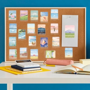 50pcs waterproof clear PET stickers with watercolor landscapes for journals and guitars