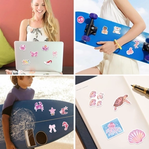 50pcs Pink Coastal Cowgirl stickers on laptop, skateboard and surfboard surfaces