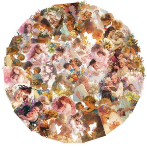 50pcs set of transparent Mother's Day floral stickers featuring warm parent-child motifs