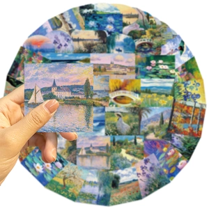 50 pieces of Claude Monet oil painting graffiti stickers for DIY laptop and guitar decor