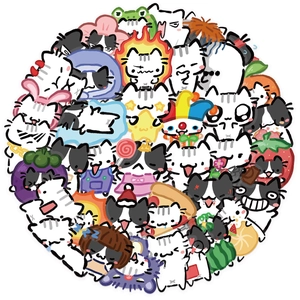 54 autocollants mignons de chats en PET imperméable pour DIY journal et ordinateur portable