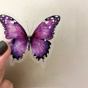 Autocollants papillon violets imperméables en PET transparent pour déco de journal et laptop