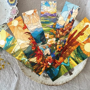 Marcadores de Libros de Papel de Arte de Vidrieras Patrón Floral de Paisaje Artístico Material de Lectura Para Estudiantes Amantes de los Libros Regalo