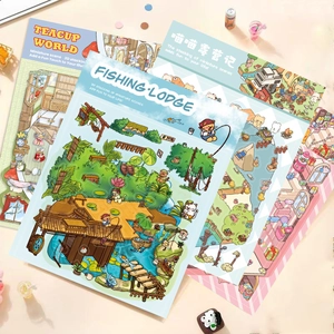 Détails macro d'autocollants 3D de maison champignon pour le scrapbooking et le bricolage