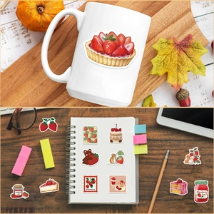 50pcs cute strawberry stickers for DIY laptop mug suitcase waterproof decoration
