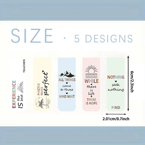 Set of 5 inspirational magnetic bookmarks featuring minimalist nature landscapes and quotes