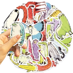 50pcs cute cartoon animal waterproof PVC stickers for DIY laptop and guitar decoration