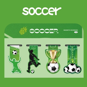 Set di 4 segnalibri magnetici a tema calcio con sagome e trofeo in verde campo
