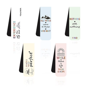 Set of 5 magnetic bookmarks with inspirational English quotes and minimalist line art
