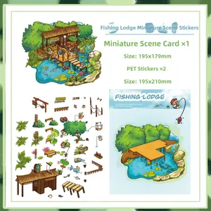 Set de stickers 3D maison champignon avec thème de pêche et composants en PET durable