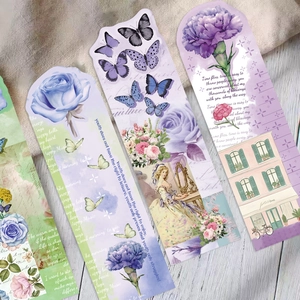 30pcs vintage butterfly bookmarks with floral motifs and Victorian illustrations on wood
