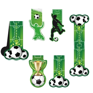 Set di segnalibri magnetici calcio con sagome di giocatori verdi e motivi di trofei