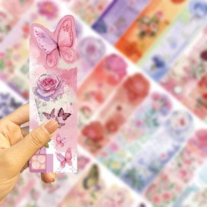 Detailed view of 30pcs vintage butterfly bookmarks with floral and handwritten patterns