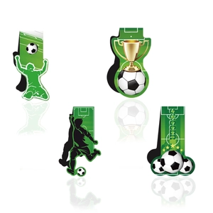 Set di segnalibri magnetici sportivi a tema calcio con design di trofei e palloni sportivi