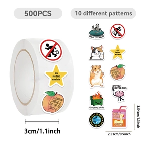 500pcs roll of 10 funny meme stickers with internet culture patterns for journal and scrapbooks
