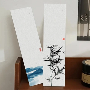 Set of 30 ink painting paper bookmarks featuring landscape and bamboo motifs for reading