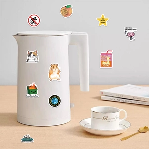 Funny cat and hamster decorative stickers on a kettle with American humor slogans