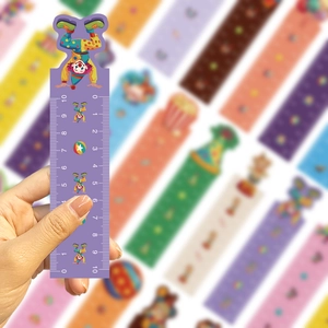 Circus clown bladwijzer liniaal met 10cm schaal in creatief paars papieren ontwerp