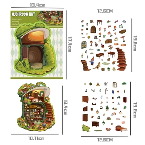 Kit miniature 3D cabane champignon DIY avec meubles modulaires et accessoires de décor