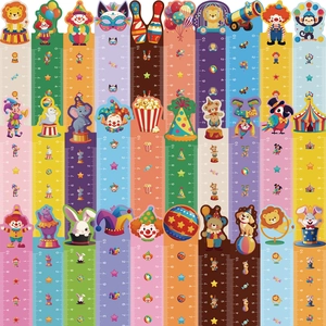 Set van 30 kleurrijke circus bladwijzers met 10cm liniaal en leuke dieren illustraties