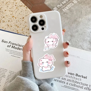 Custodia per telefono in silicone bianco opaco con gatti e ombrello rosa