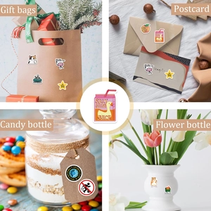 500pcs roll of creative graffiti cat stickers on gift bags, postcards and glass jars