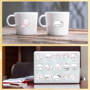 Set di 64 adesivi per gatti cartoon impermeabili per decorare laptop e tazze