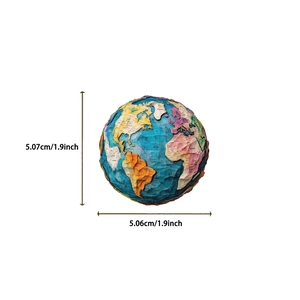 Vintage world map globe sticker with 3D layered design and 1.9 inch diameter size