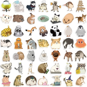 Set di 50 adesivi animali a cartone animato fatti a mano per laptop e decorazioni DIY