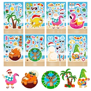 Lot d'autocollants Noël Hawaï avec Père Noël et thèmes de plage pour décoration DIY
