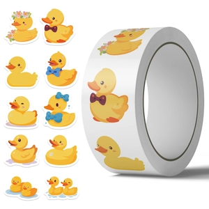 500pcs roll of cute yellow cartoon duck stickers for scrapbooking and envelope sealing