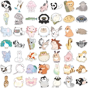Set di 50 adesivi animali cartoon impermeabili per decorazione laptop e chitarra