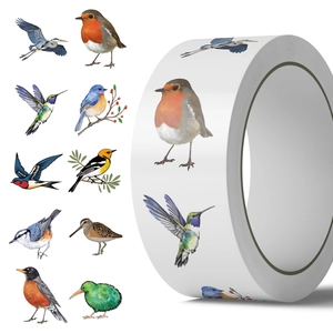 500pcs roll of colorful bird illustrations washi tape for scrapbooking and decoration