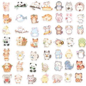 50 adesivi animali cartone animato impermeabili per decorare laptop e chitarra DIY