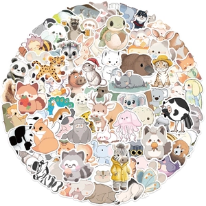 Adesivi in PVC Impermeabili con Animali Animati per Valigia Chitarra Laptop Skateboard Decalcomanie Decorative Fai Da Te Adesivi Graffiti Stile Inchiostro per Bambini Ragazzi